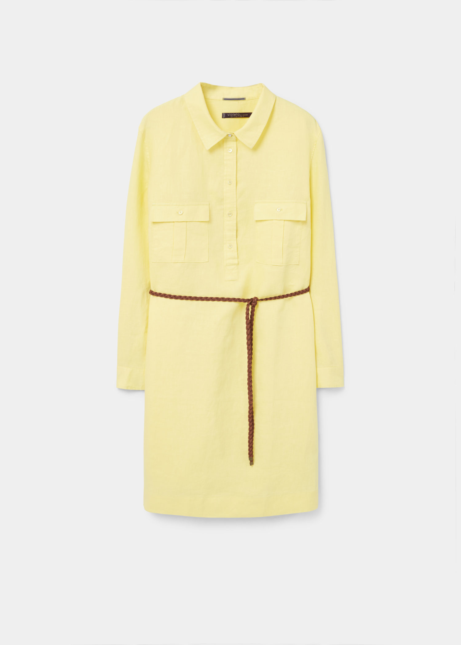 Yellow Linen Shirt Dress