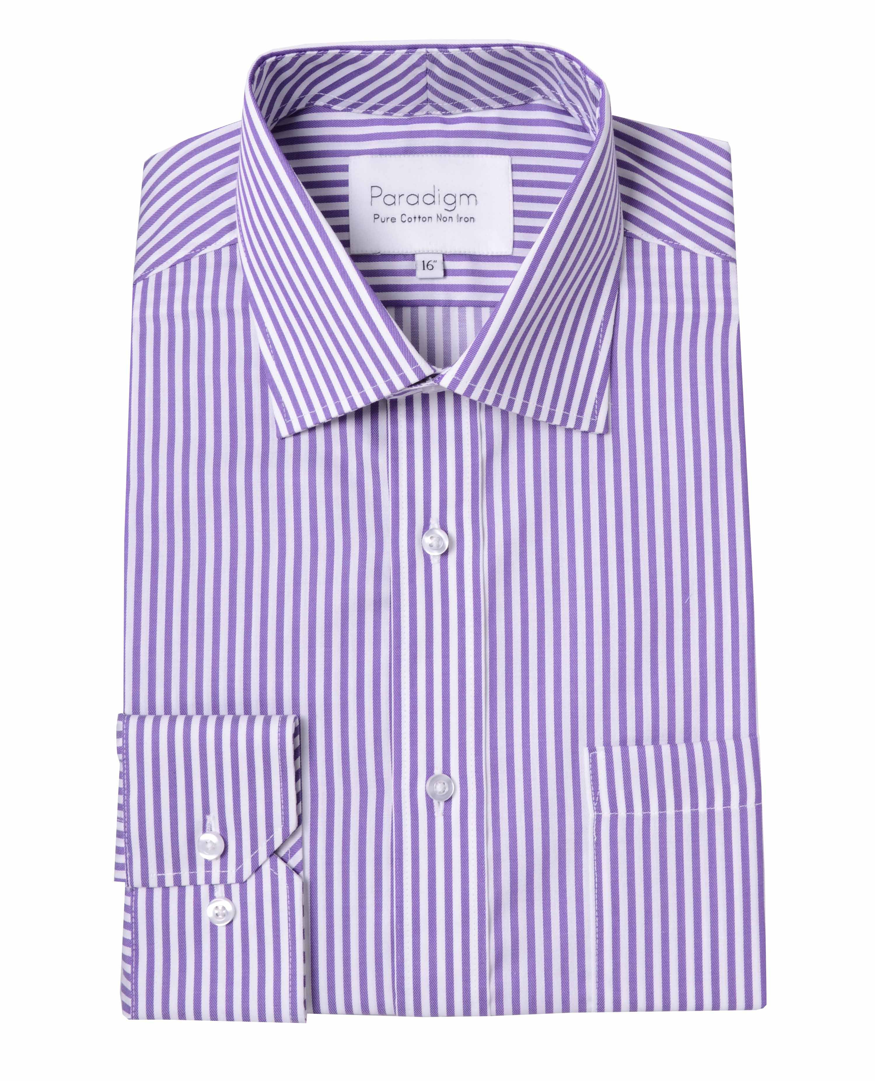 Double Two Stripe Regular Fit Long Sleeve Formal Shirt In Purple For 