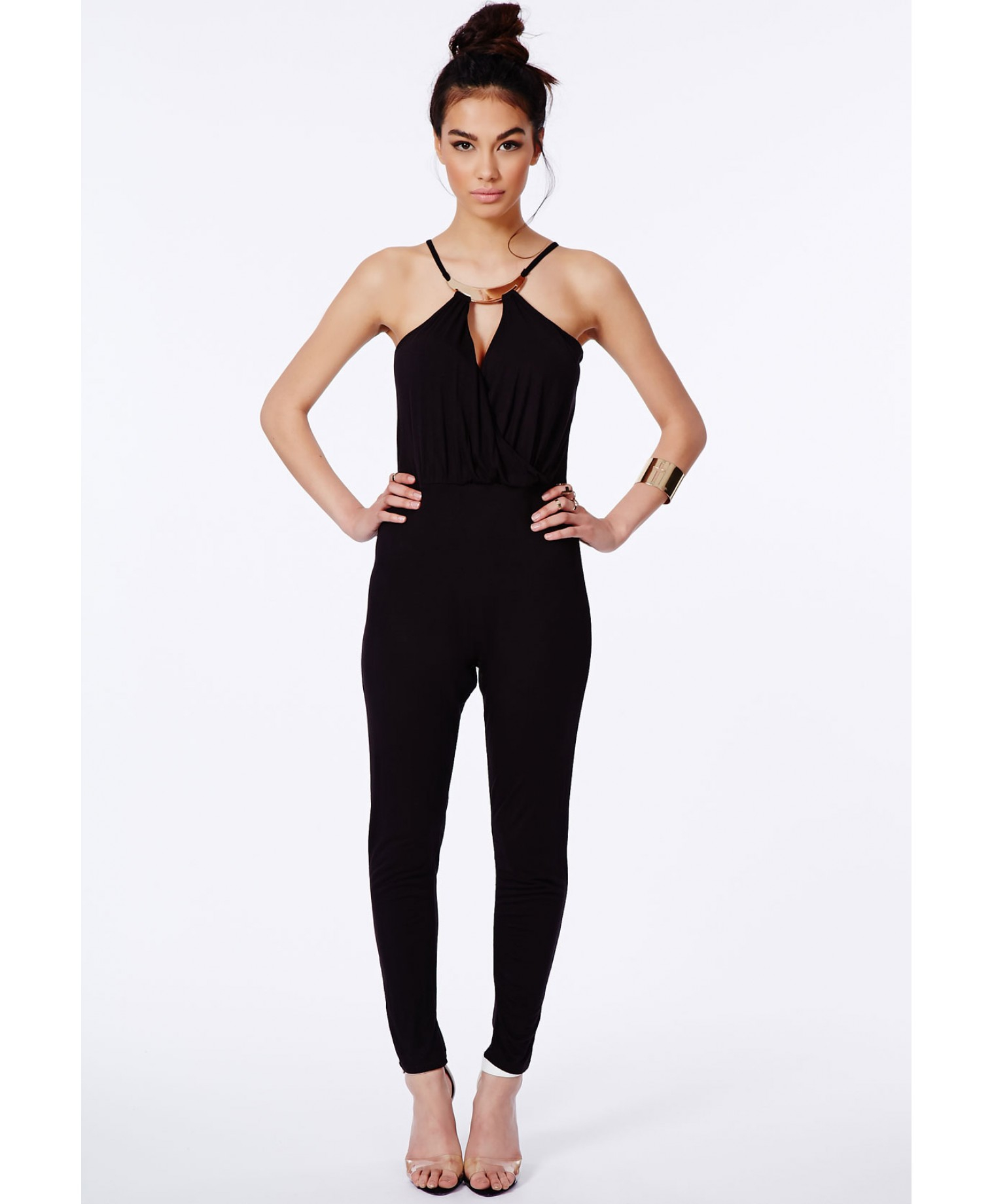 black halterneck jumpsuit