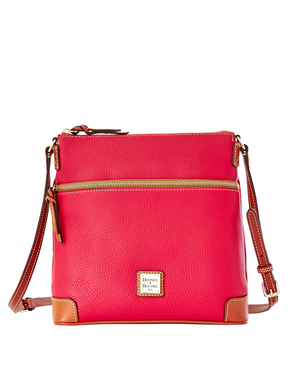 Dooney & bourke Pebbled Leather Crossbody Bag in Pink (MUSTARD) | Lyst
