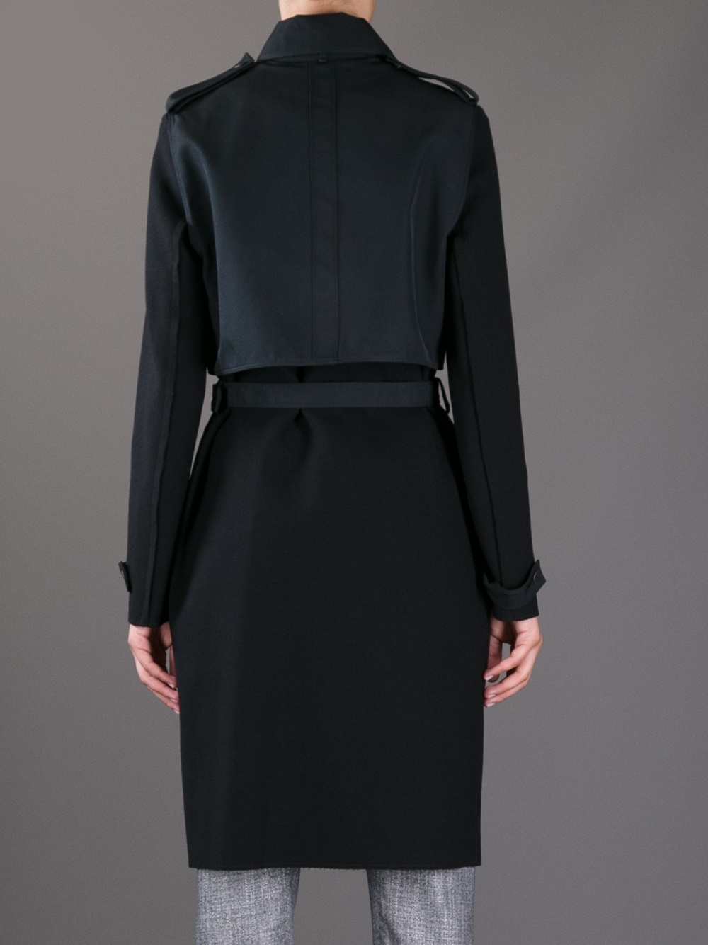Lanvin Layered Belted Coat in Black | Lyst