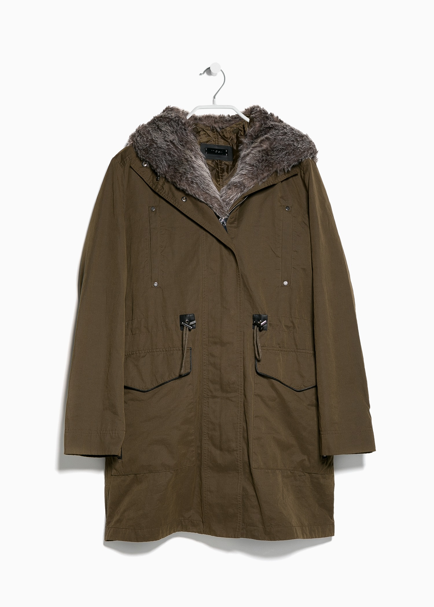 Mango Military Hooded Coat in Green Lyst