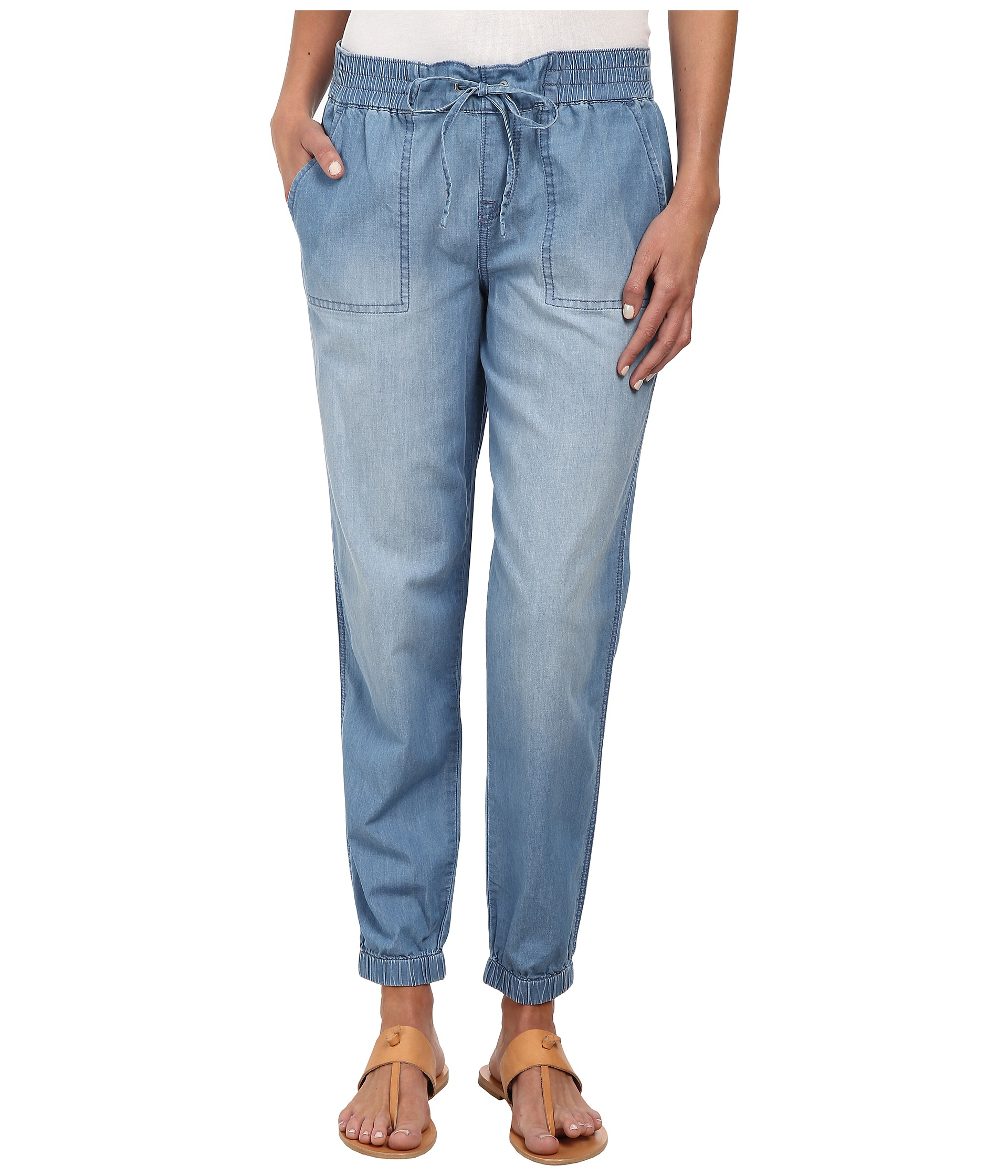 Calvin klein jeans Drawstring Denim Pants In Colbalt Blue in Blue | Lyst