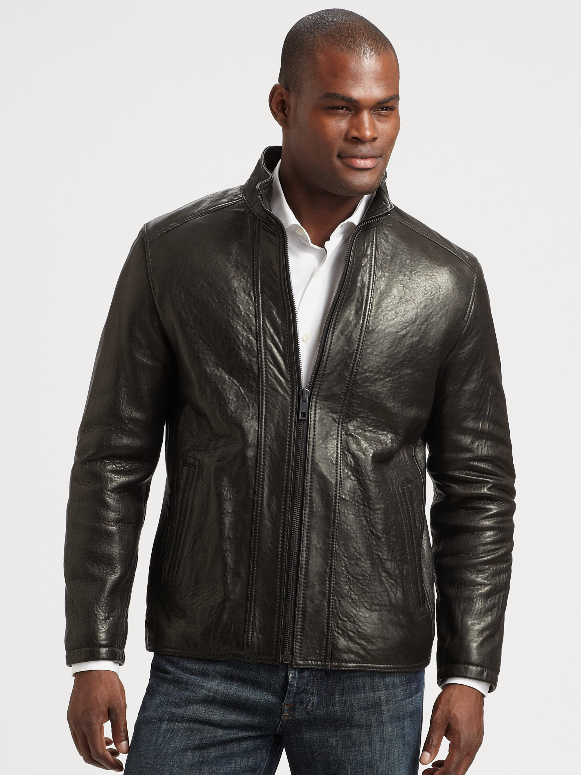 Lyst - Andrew Marc French Rugged Leather Jacket in Black for Men