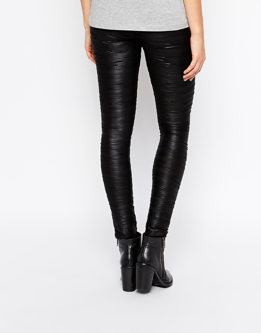 Lyst Asos Textured Matt Leggings in Black
