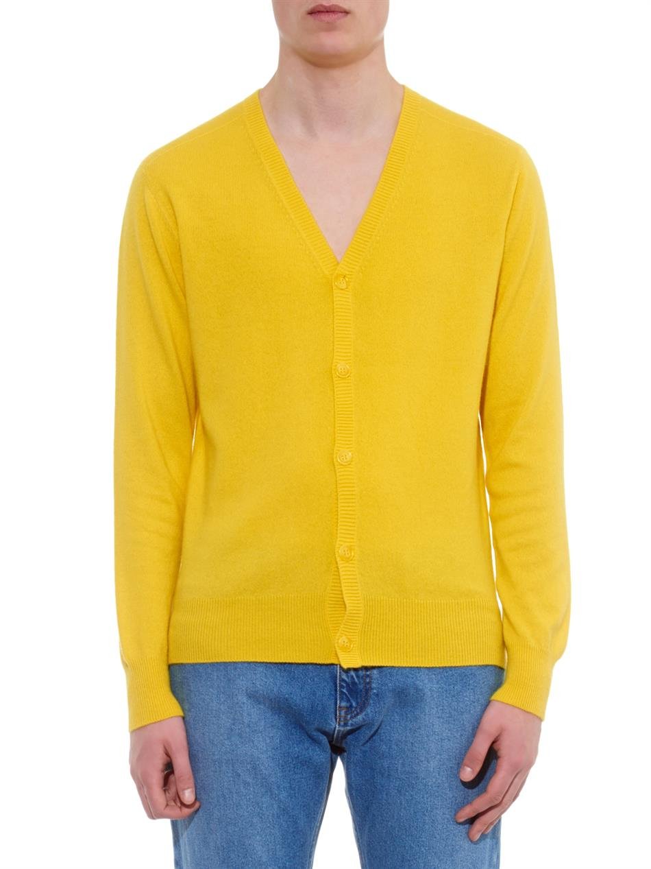 Lyst Raey Classic Cashmere Cardigan in Yellow for Men