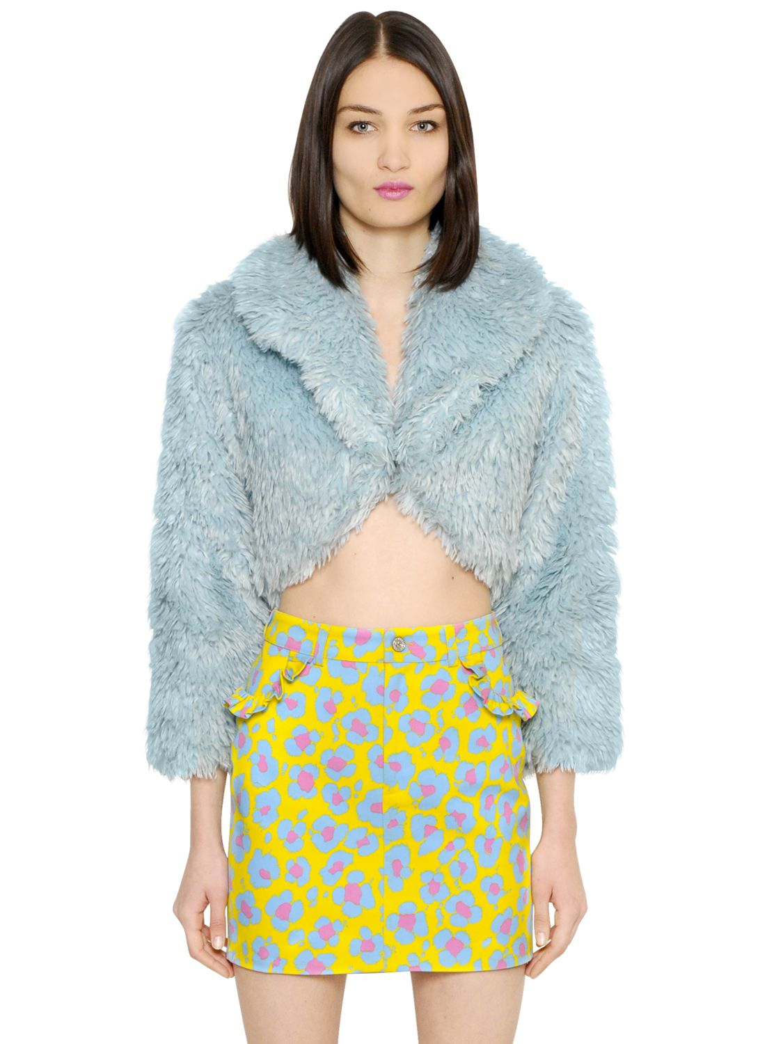 Jeremy scott Faux Fur Bolero Jacket in Blue Lyst