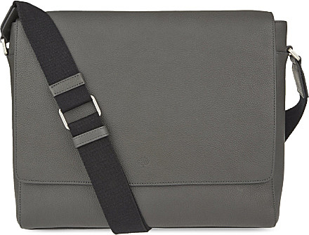 Mulberry Gray Maxwell Grained Leather Messenger Bag For Men