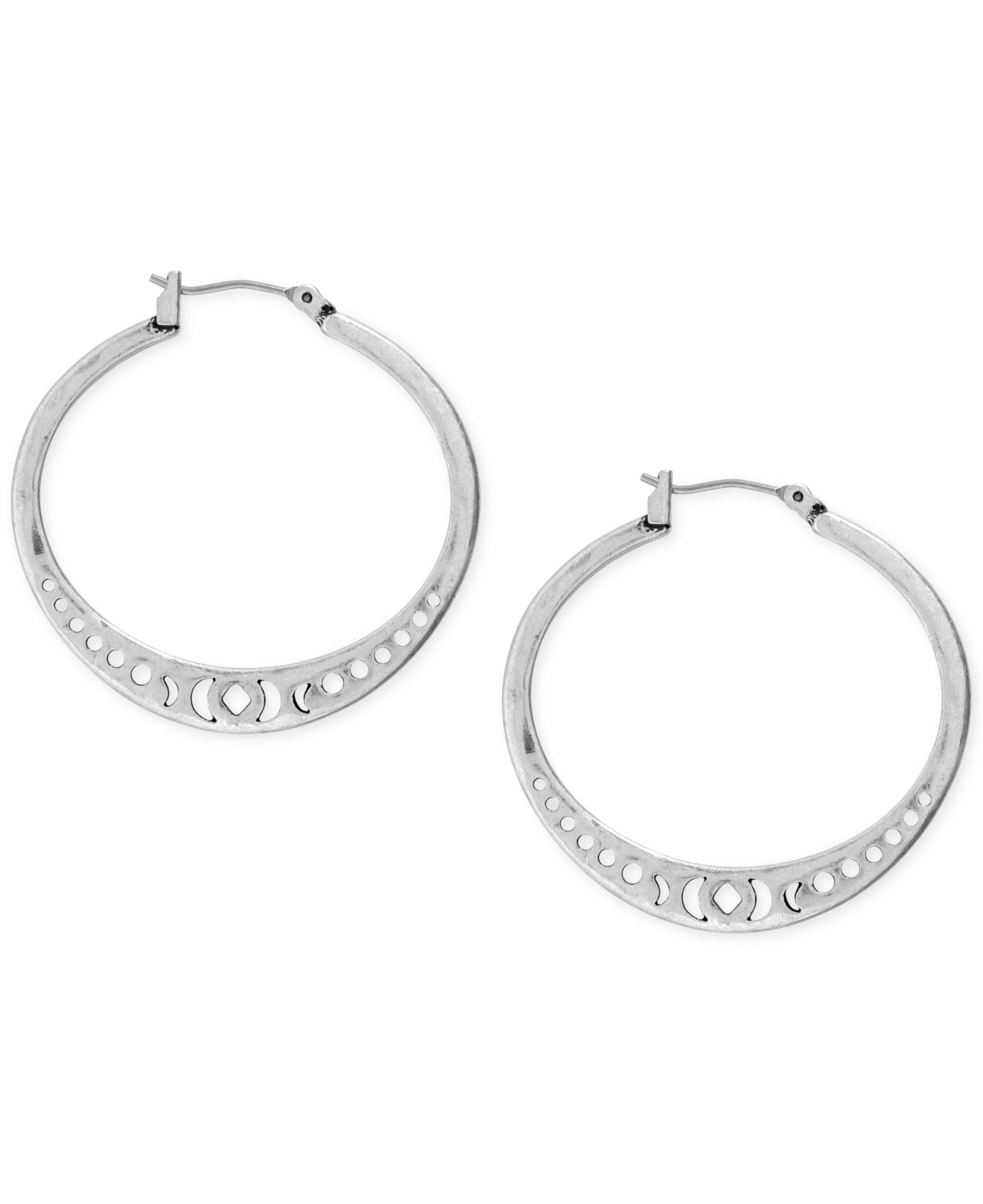 Lucky brand Silvertone Openwork Hoop Earrings in Silver Lyst