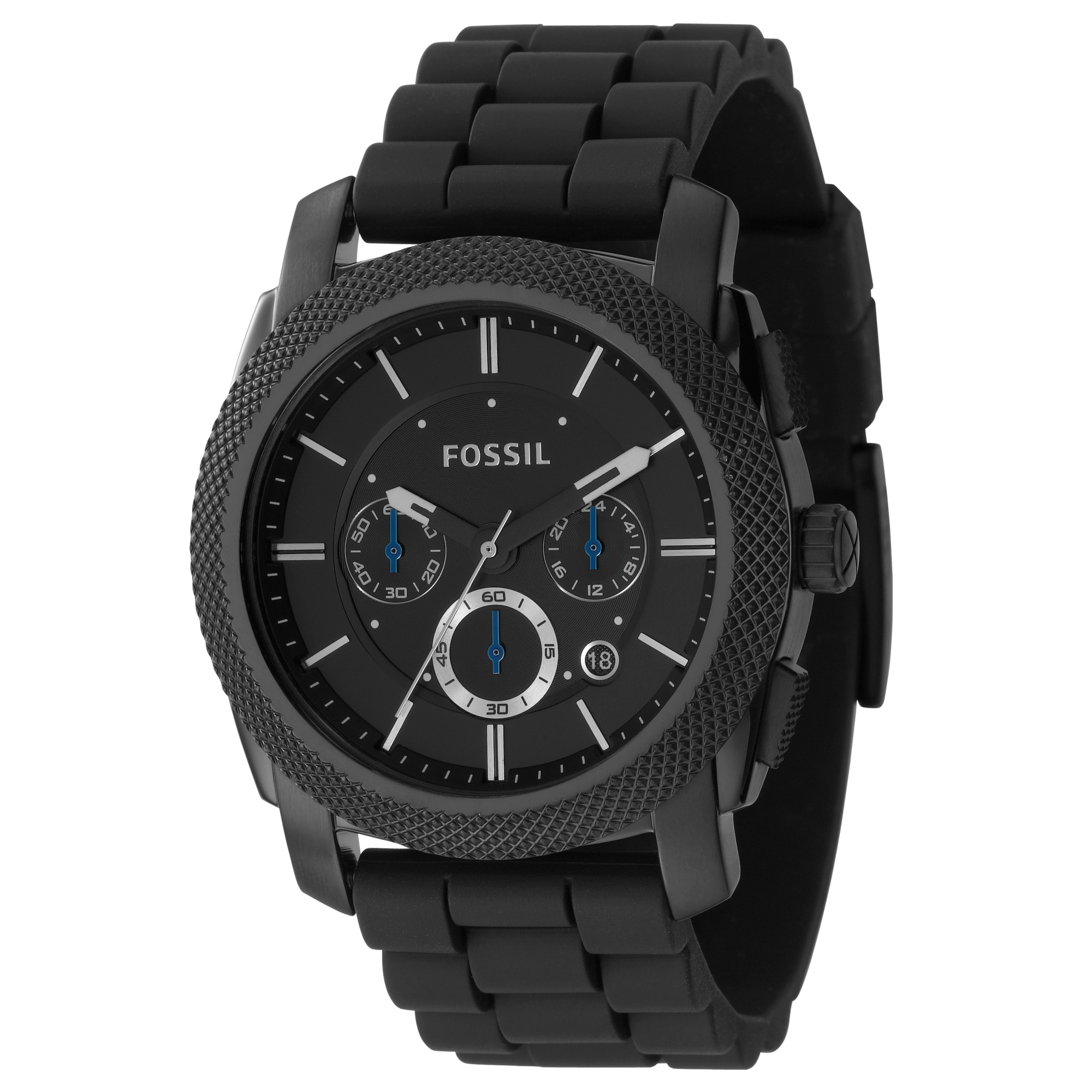 Fossil Fs4487 Men's Machine Chronograph Rubber Strap Watch in Black for ...