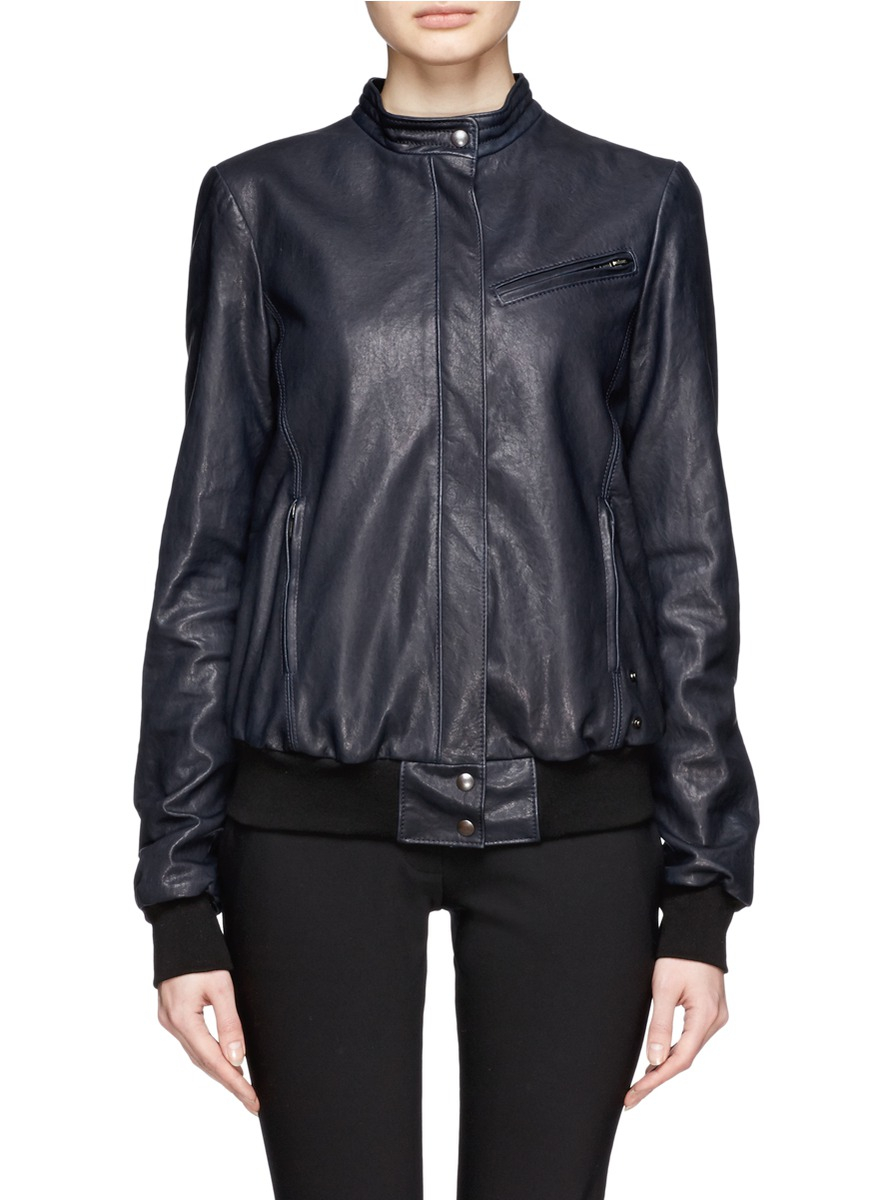 Haider ackermann Athena Leather Bomber Jacket in Blue Lyst