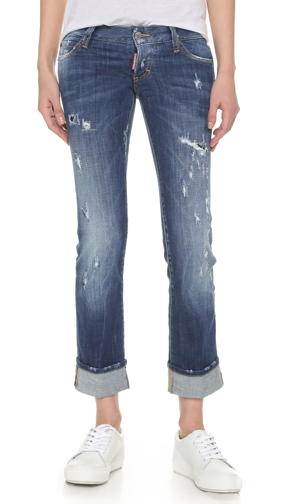 Lyst - DSquared² Sexy Rolled Up Flare Jeans in Blue