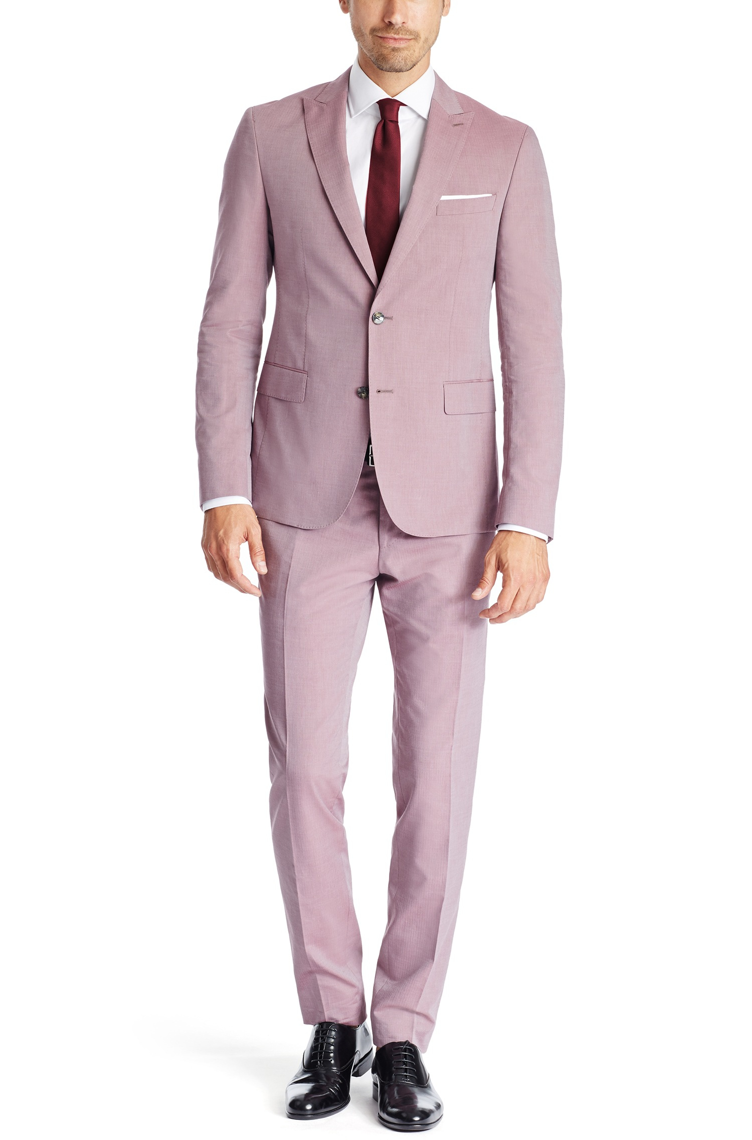 Lyst - Boss 'rayman/wayne' | Extra Slim Fit, Cotton Silk Suit in Pink ...