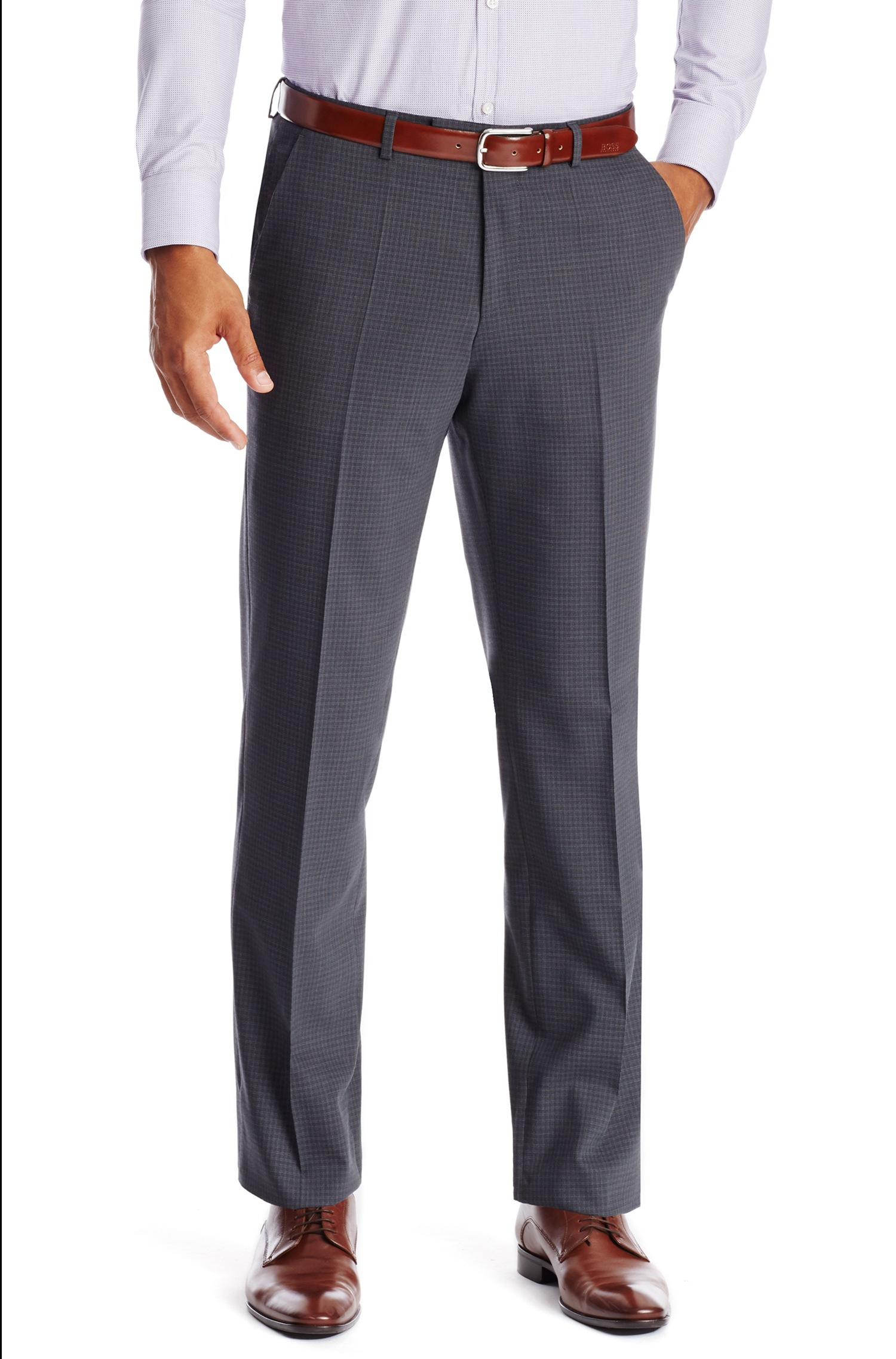 Boss 'sharp' | Regular Fit, Virgin Wool Dress Pants in Gray for Men ...