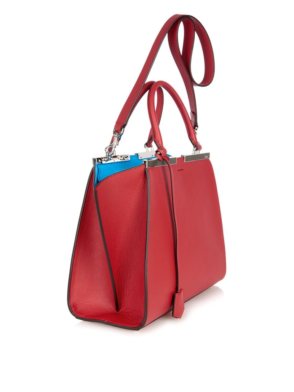 Fendi 3Jours Small Leather Trapeze Tote in Red - Lyst