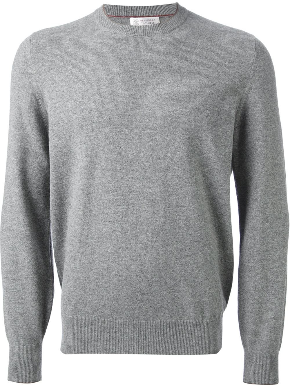 Lyst - Brunello Cucinelli Crew Neck Sweater in Gray for Men
