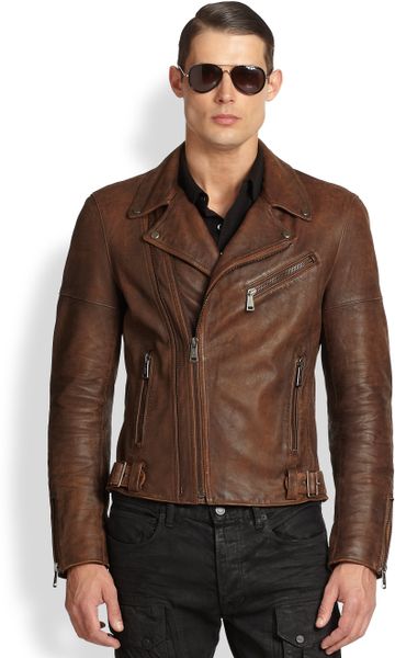 Ralph Lauren Black Label Thunderbolt Leather Biker Jacket in Brown for ...