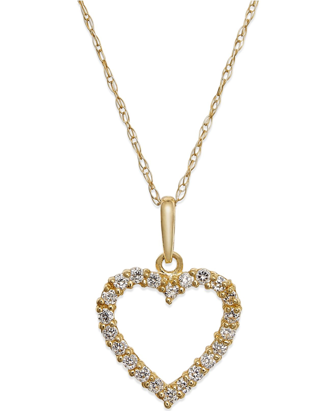 Macy's Cubic Zirconia Heart Pendant Necklace In 10k Gold in Yellow ...