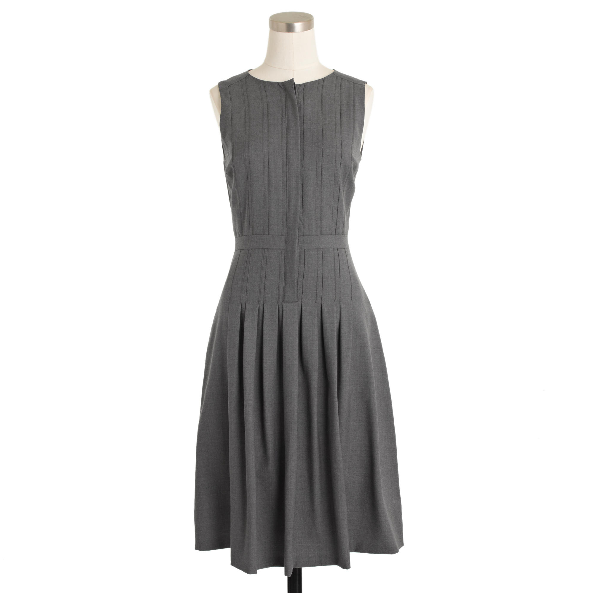 J.crew Pleated A-line Dress In Super 120s Wool in Gray (hthr flannel ...