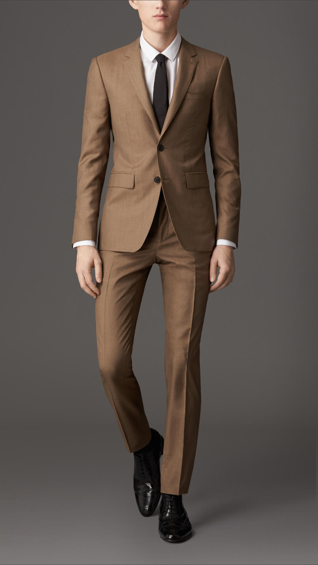Burberry Slim Fit Wool Silk Suit in Brown for Men | Lyst