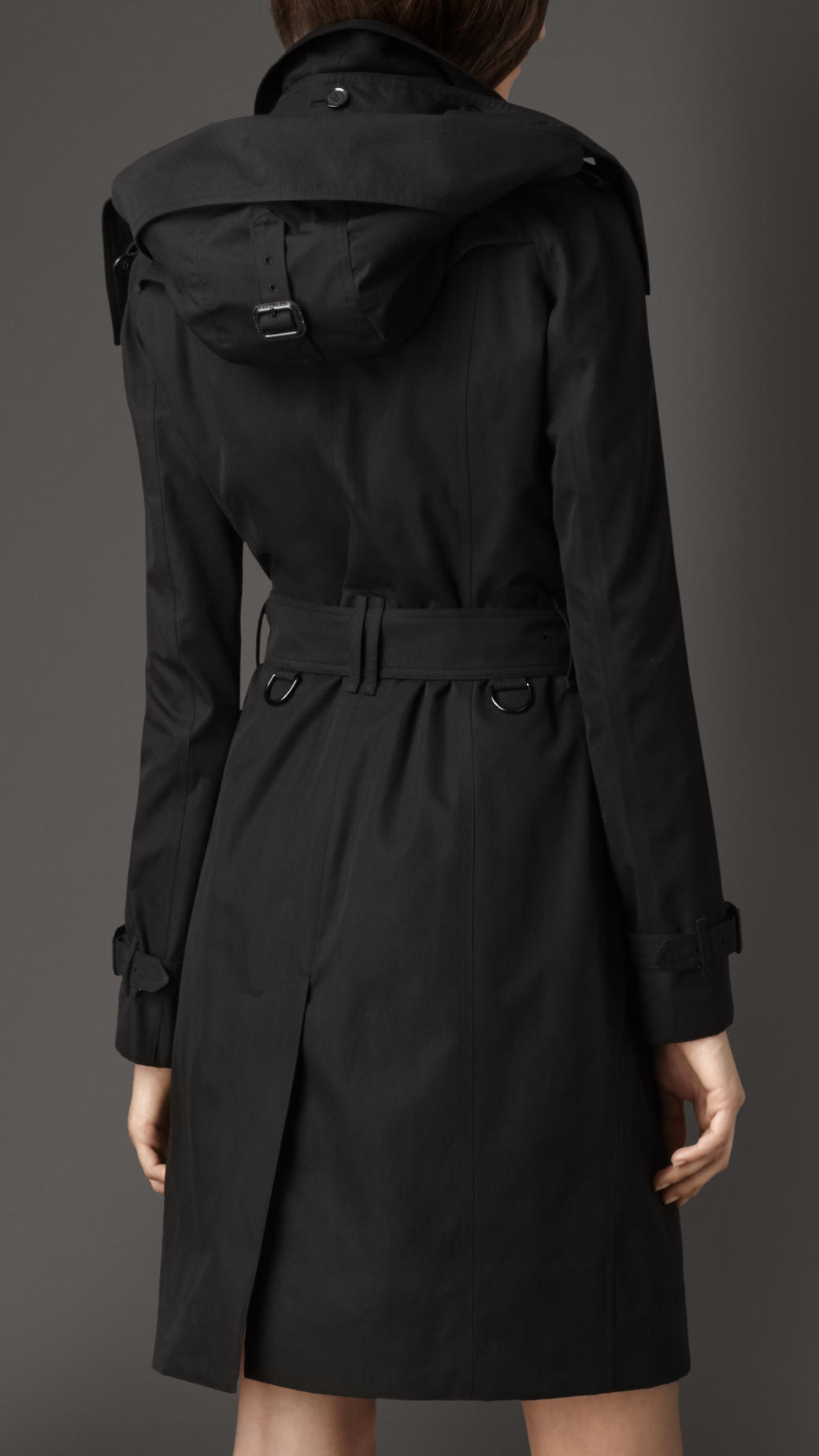 Lyst - Burberry Long Gabardine Hooded Trench Coat with Warmer in Black