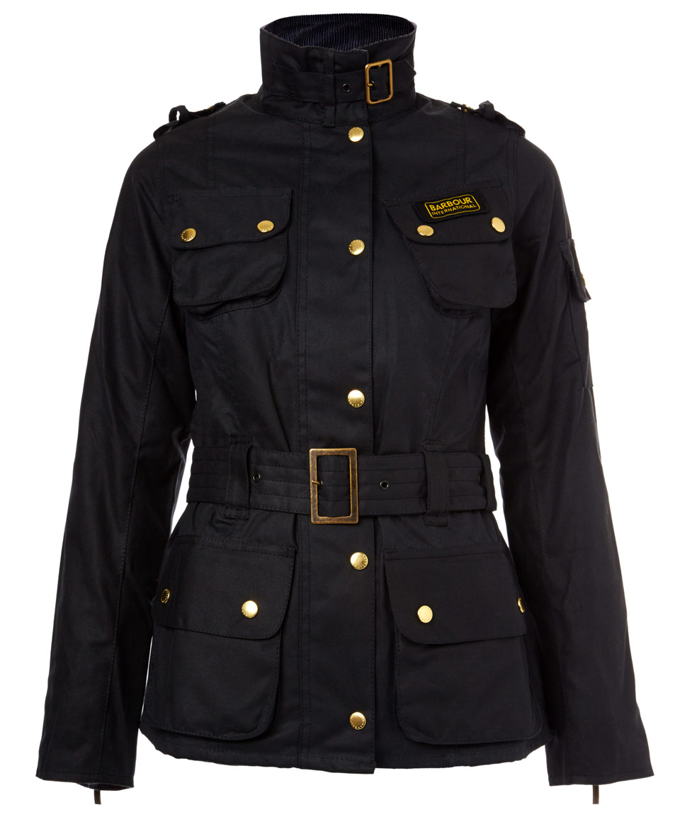 Barbour Black Wax Tartan Belted Jacket in Black for Men - Lyst