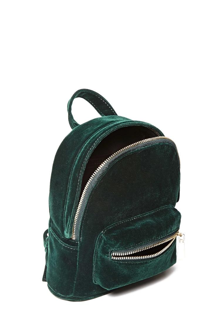 lyst forever 21 velvet mini backpack in green lyst forever 21 velvet mini backpack in green