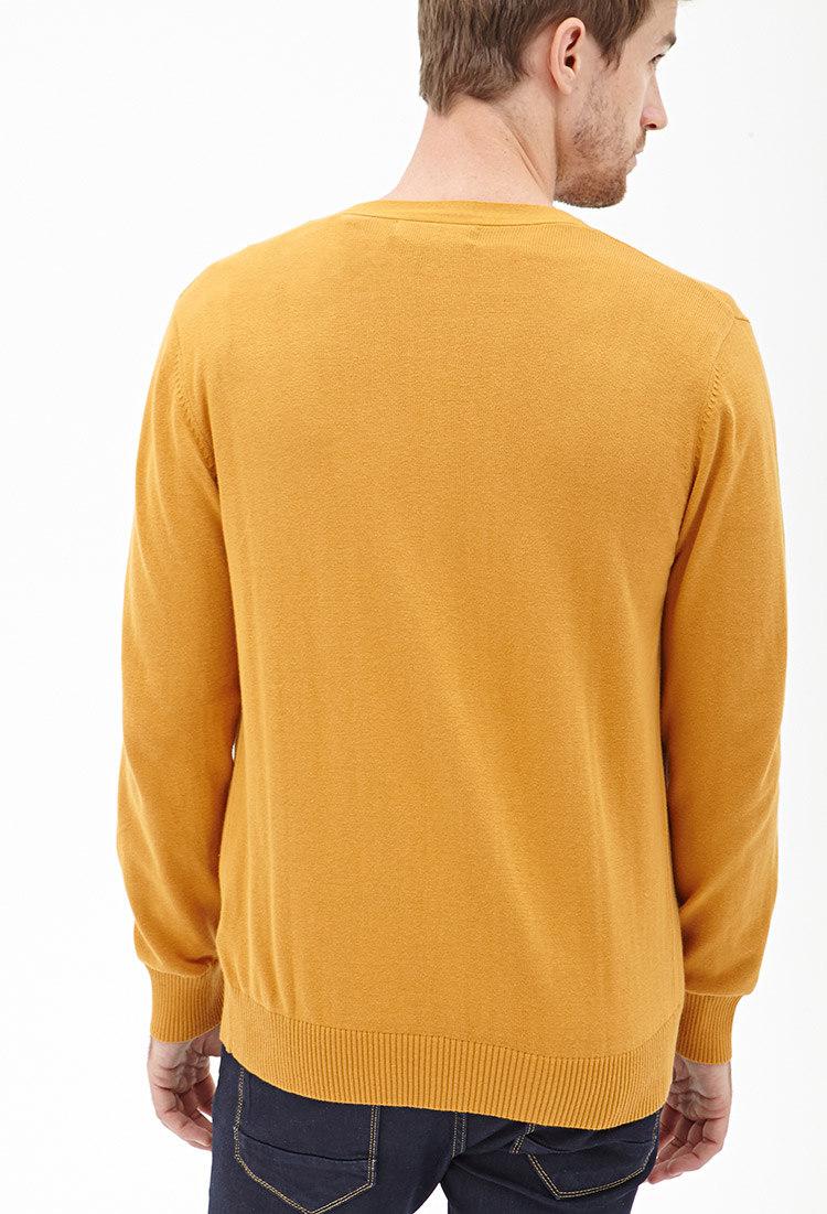 Lyst - Forever 21 Buttoned V-neck Cardigan in Orange for Men