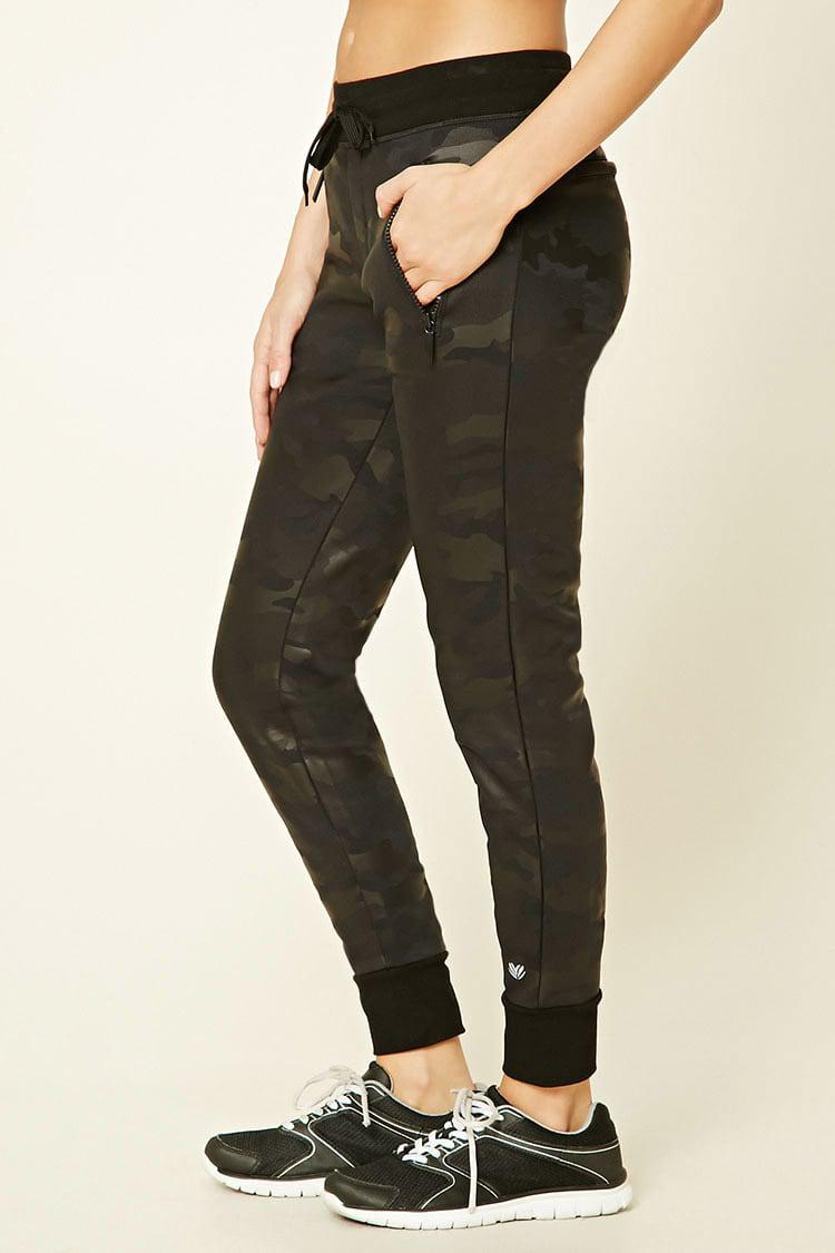 Lyst - Forever 21 Active Fleece Camo Print Pants in Black