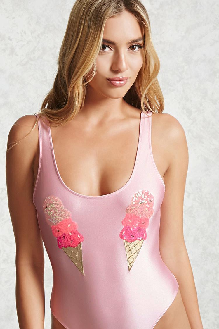 Lyst - Forever 21 Ice Cream One-piece Swimsuit in Pink