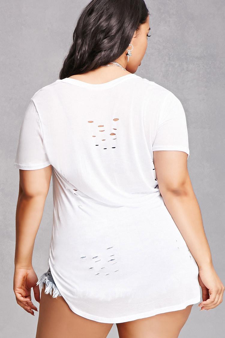 Lyst Forever 21 Plus  Size  Distressed  Tee  in White