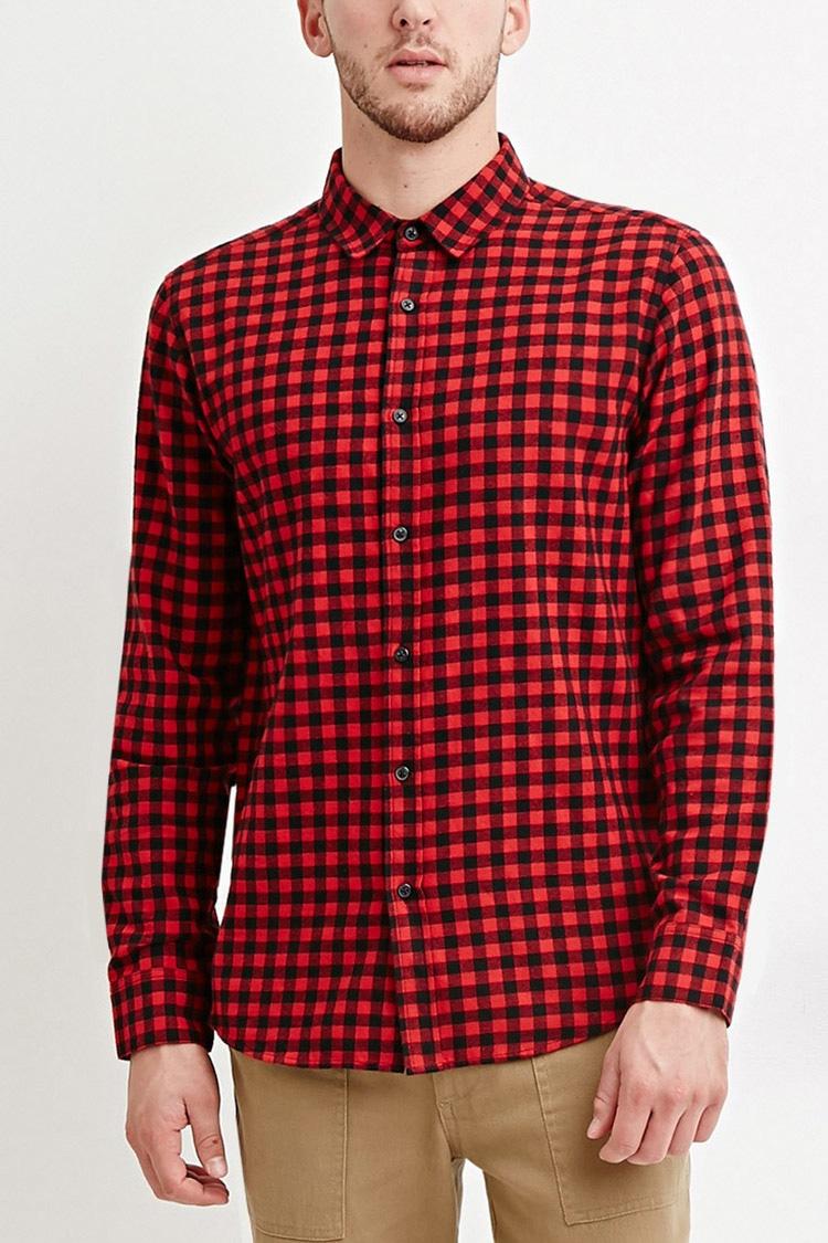 Lyst - Forever 21 Plaid Flannel Shirt in Red for Men