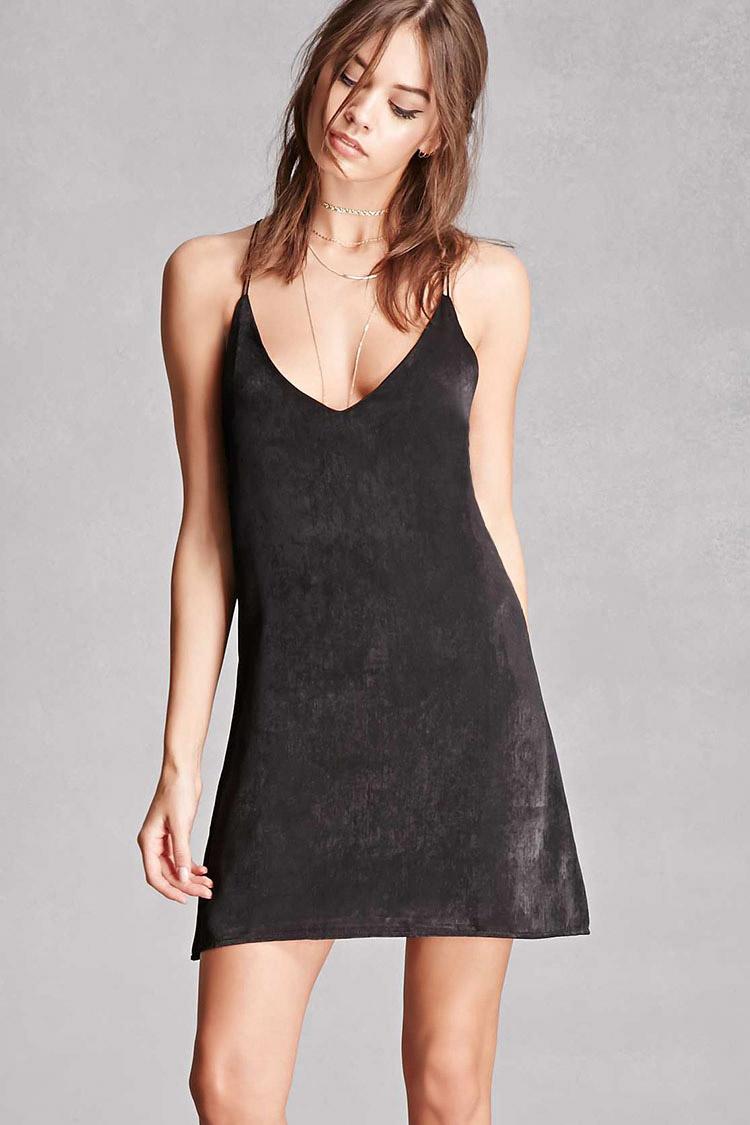 Lyst - Forever 21 Strappy Satin Slip Dress in Black