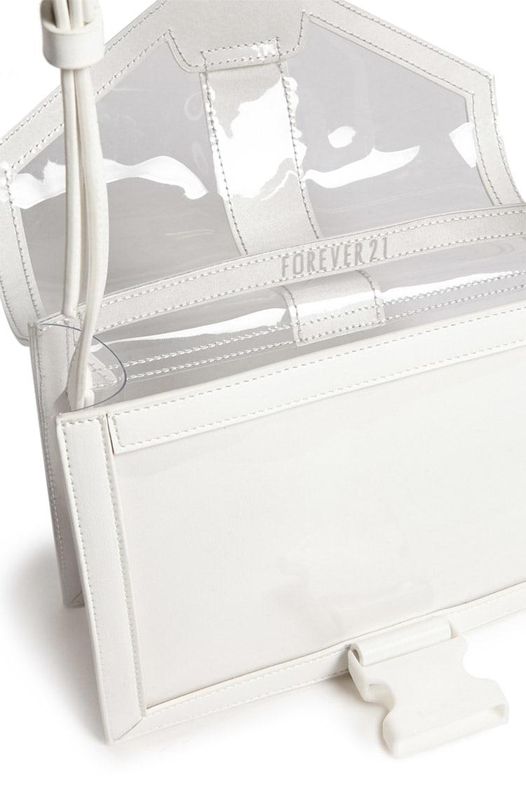 Lyst - Forever 21 Transparent Faux Leather Crossbody Bag in White