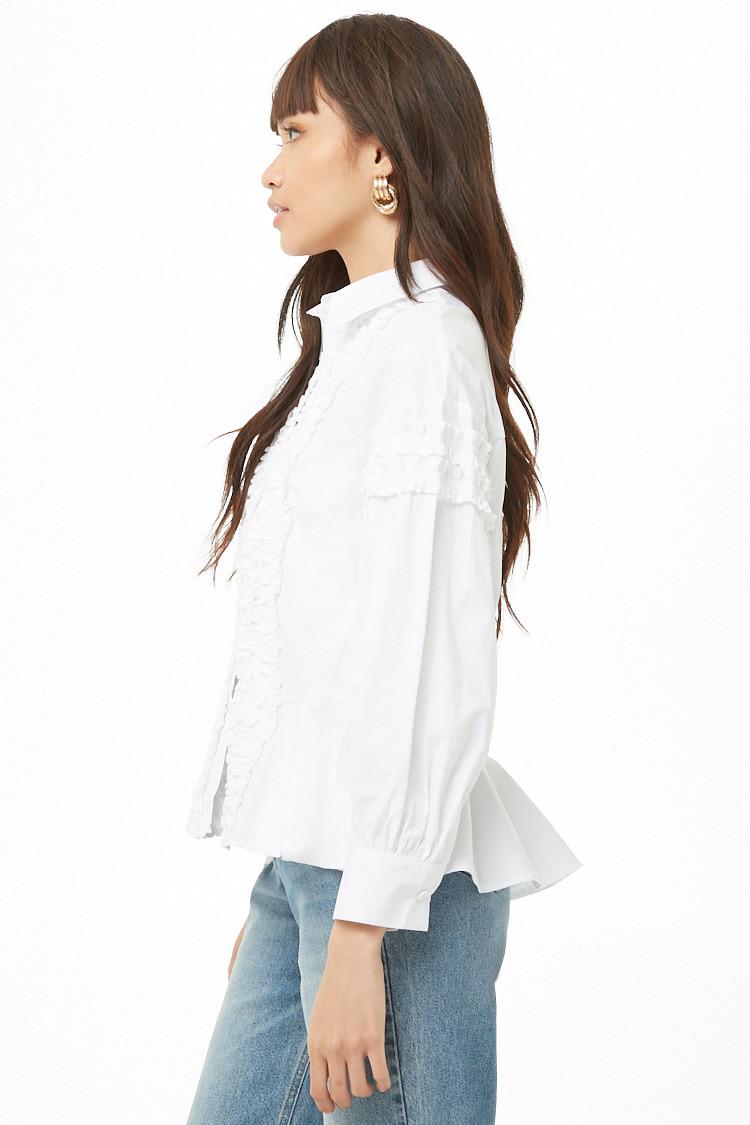 white ruffle shirt forever 21