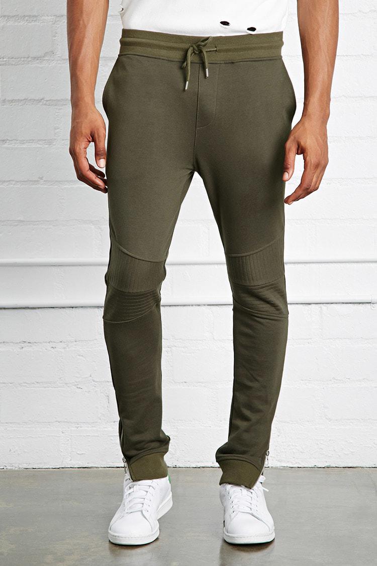 Lyst Forever 21 Zippered Moto Joggers in Green for Men