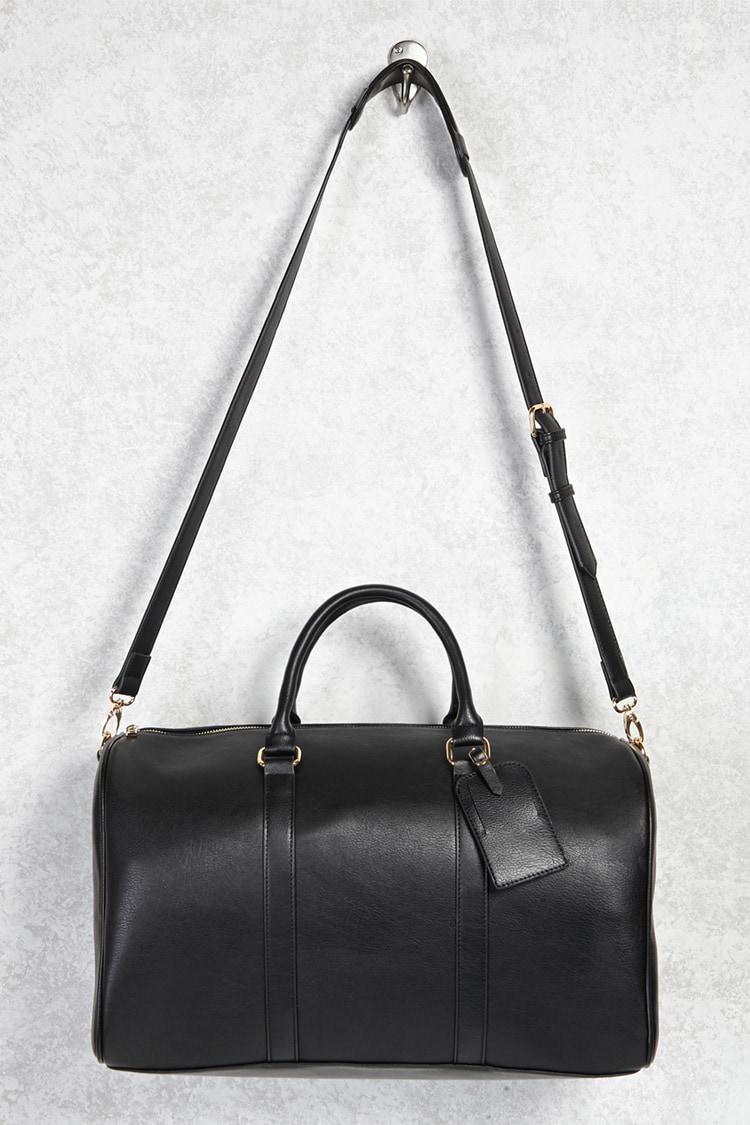 Lyst - Forever 21 Faux Leather Duffle Bag in Black