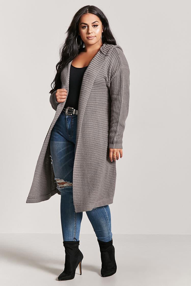 Hooded open front cardigan