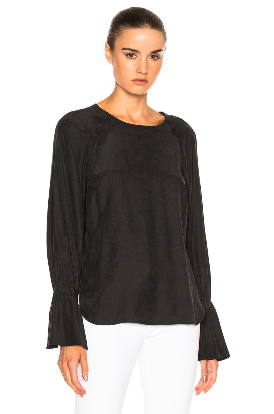 Lyst - Frame Voluminous Cuff Blouse in Black