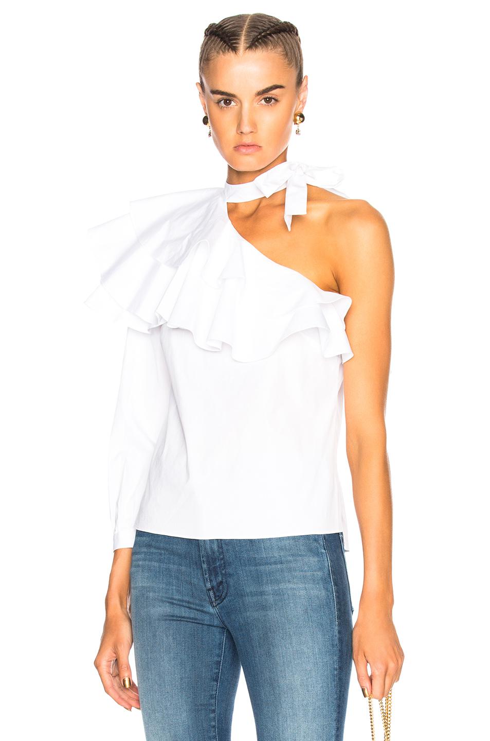 Lyst - Veronica Beard Gigi Ruffle Top in White