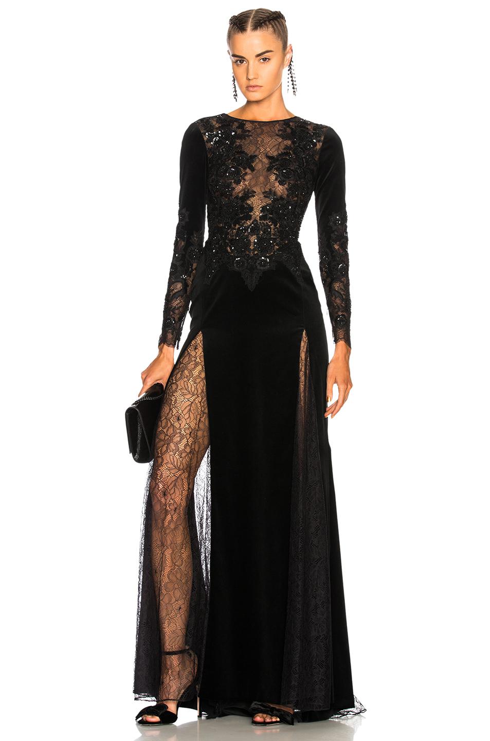 Lyst - Zuhair Murad Mermaid Long Sleeve Embroidered Velvet Dress in Black