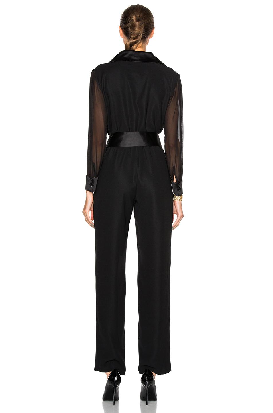 Carolina ritzler Sheer Sleeve Jumpsuit in Black | Lyst