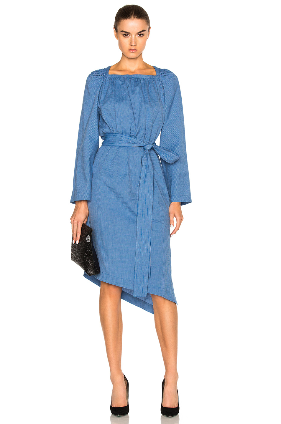 Loewe Square Collar Dress in Blue | Lyst