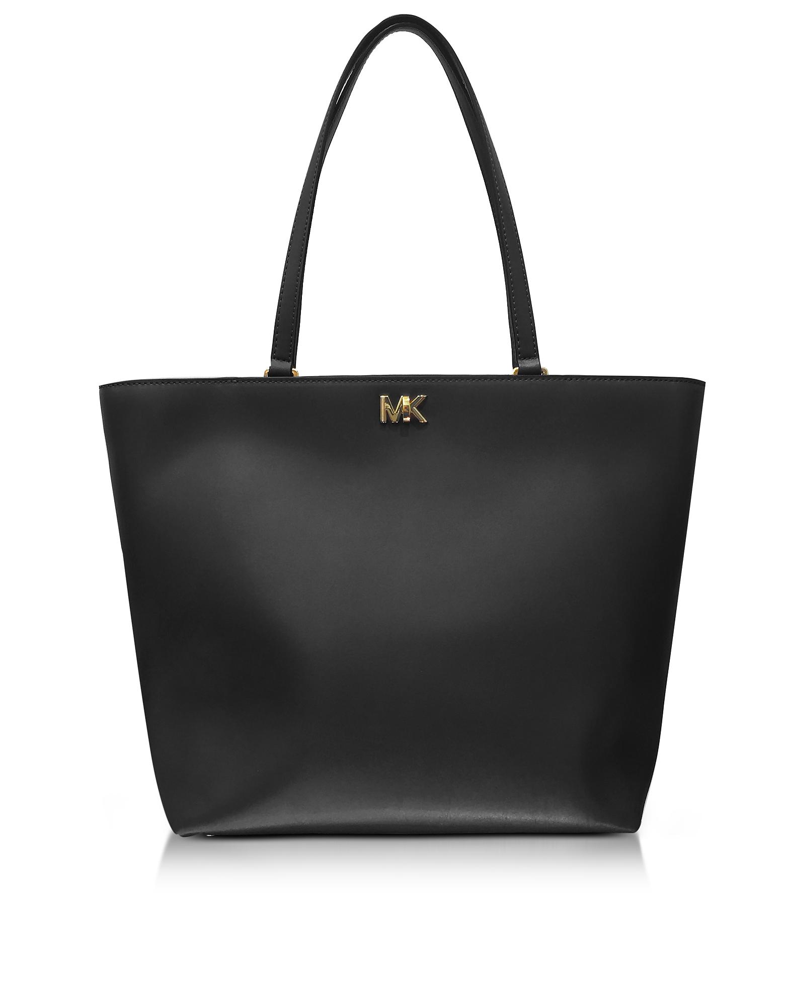 Michael Kors Mott Medium Black Leather Tote Bag in Black - Lyst