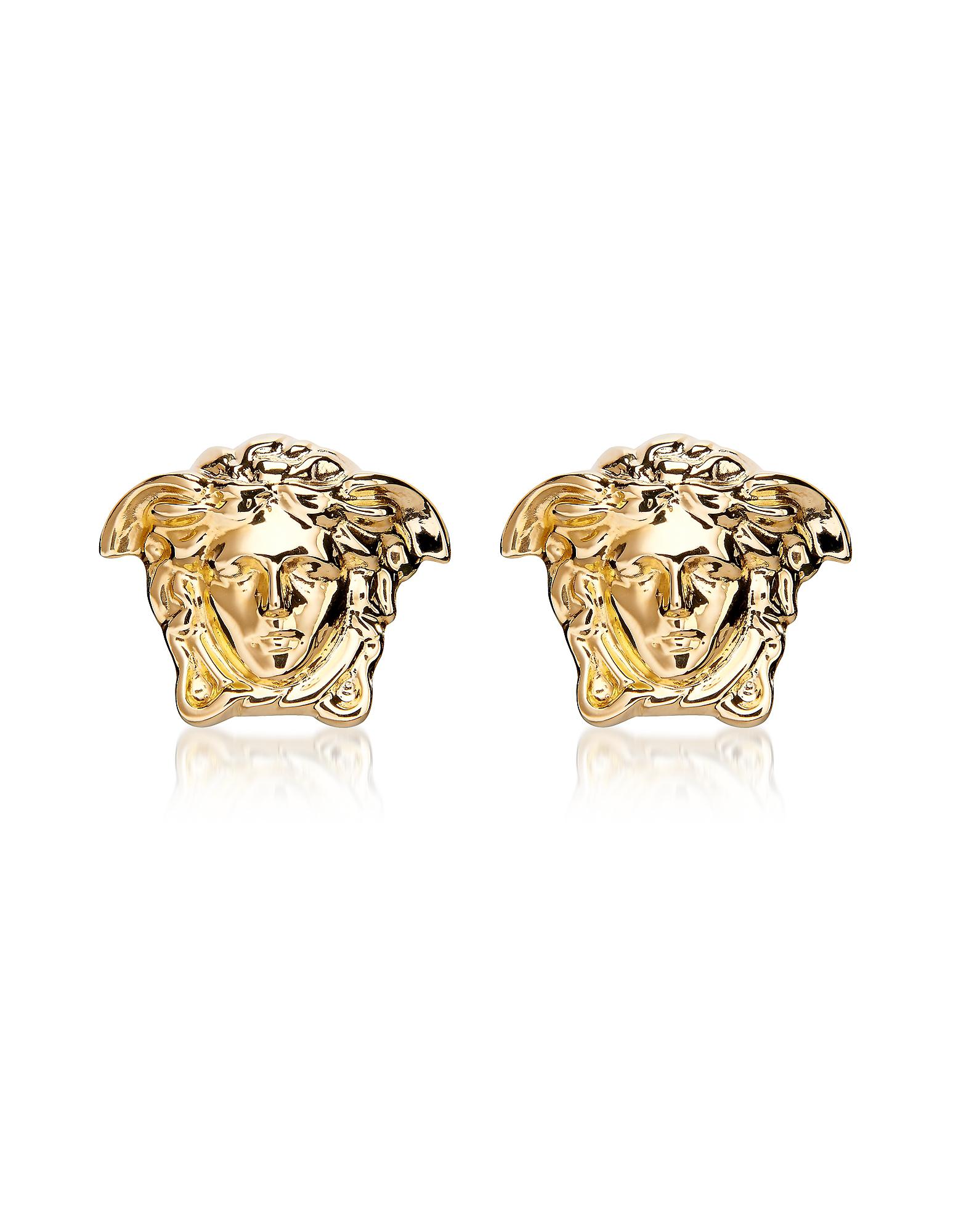Lyst Versace Gold Metal Medusa Stud Earrings In Metallic Gallery