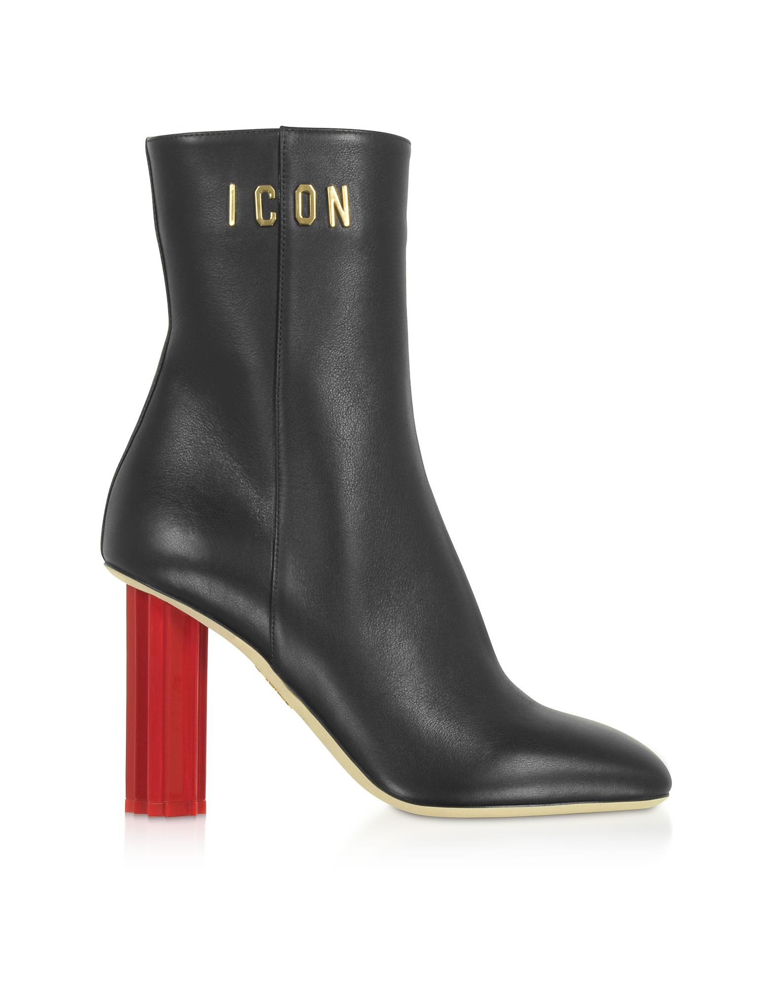 high heel boots black leather