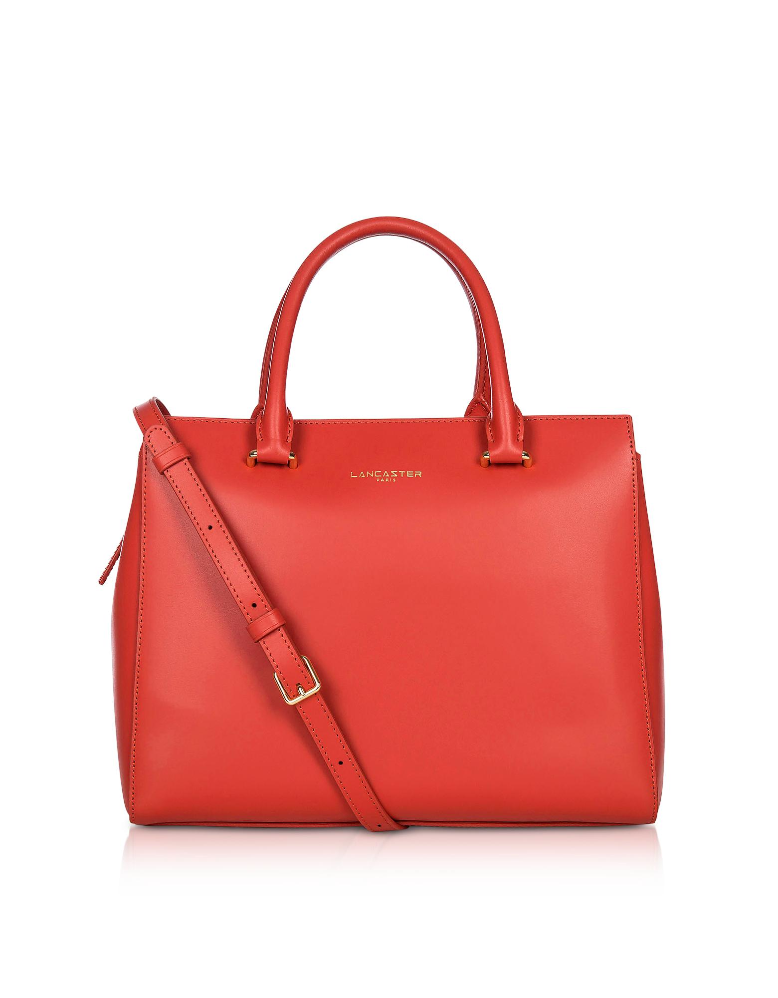 Lancaster Paris Camelia Smooth Leather Top Handle Satchel Bag in Red - Lyst