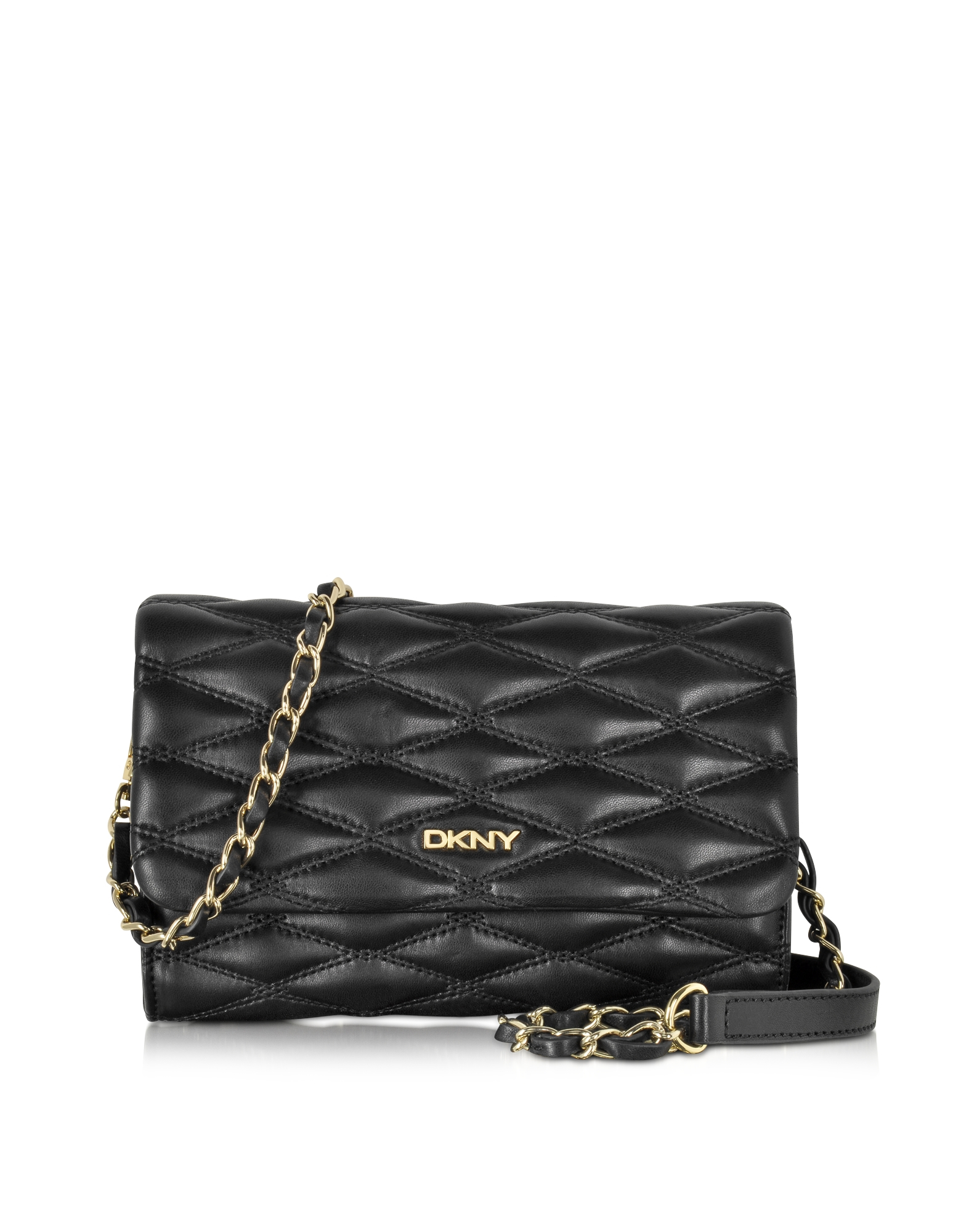 Dkny Black Quilted Leather Small Flap Crossbody Bag in Black | Lyst