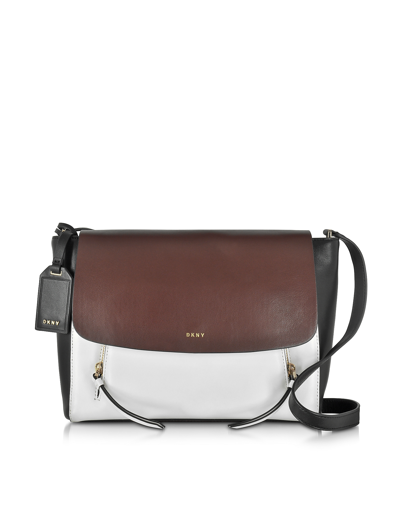 Dkny Greenwich Colorblock Smooth Leather Small Messenger Bag in White ...
