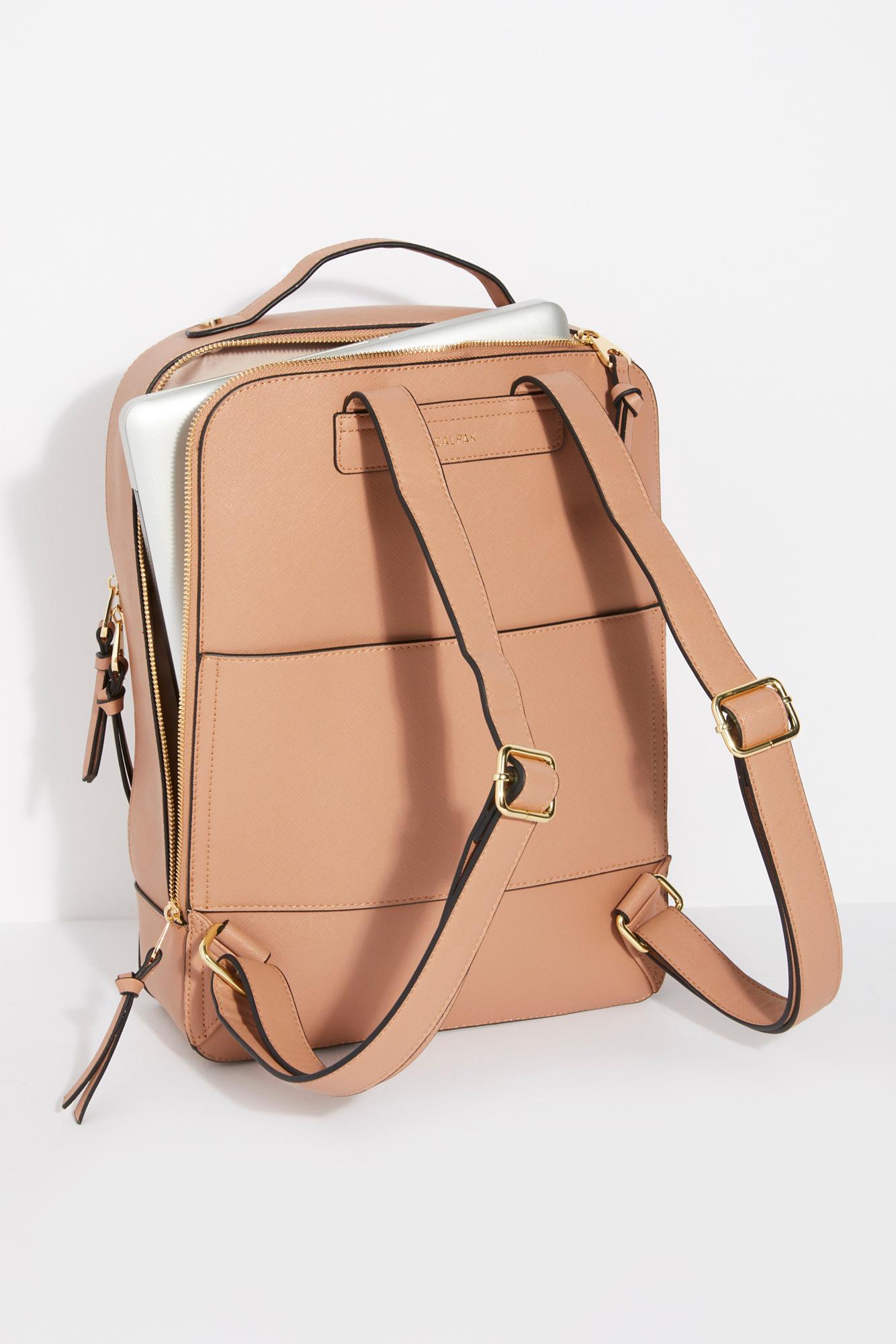 kaya faux leather laptop backpack